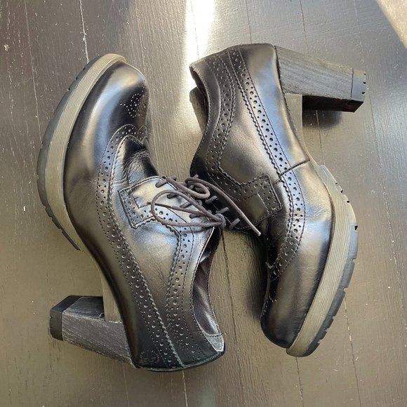 Dr. Martens Shoes - Dr. Martens Tiana Black Leather Oxford Lace Up Heels